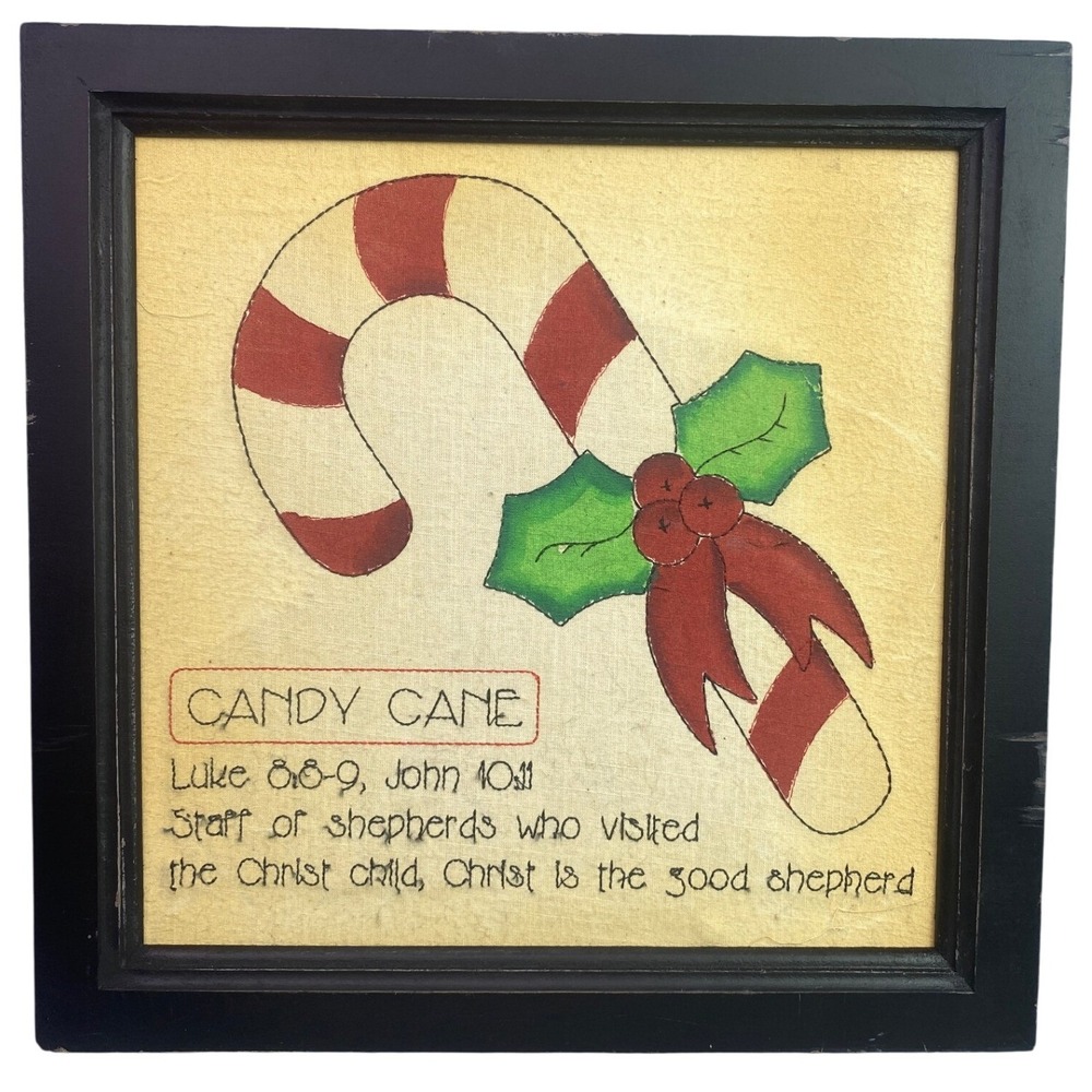 Candy Cane Framed Art Bible Verse Christmas‎ Wall Hanging Country Farmhouse